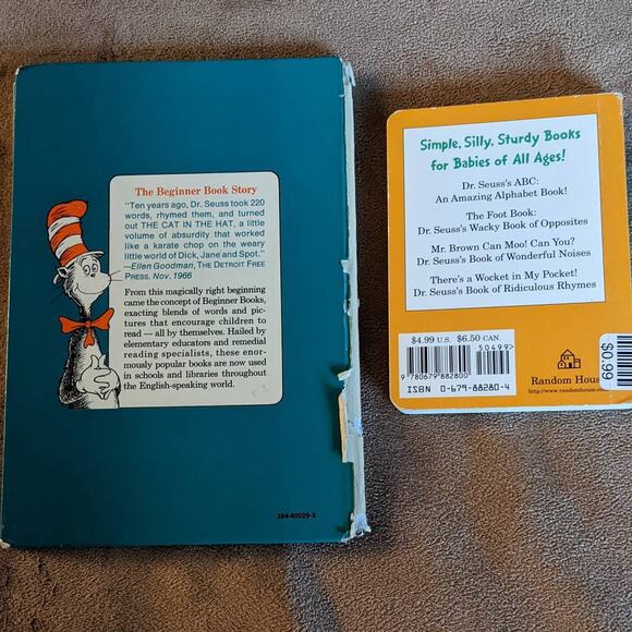 Vintage Dr Seuss Foot Book And Hop On Pop Childrens Kids Books Set of 2 - Picture 2 of 12